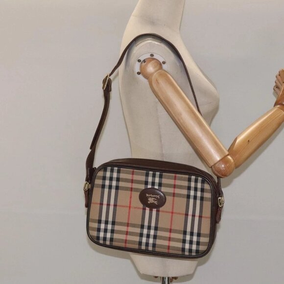 Burberrys Nova Check Shoulder Bag Canvas Beige Gold Auth sw723 - Picture 3 of 16